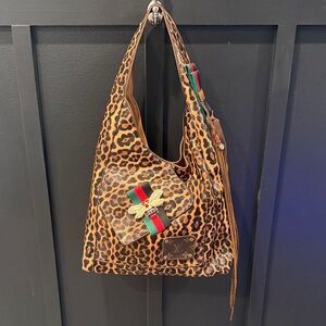 Leopard Print Shoulder Bag with Embellished Detail.  *NWOT*